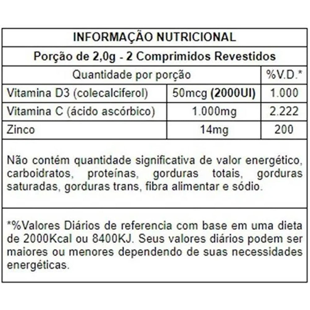 Encontraproduto.com.br - Vitamina C Tripla Ação  (Vitamina C, D e Zinco) 60 Comprimidos - Vitalab