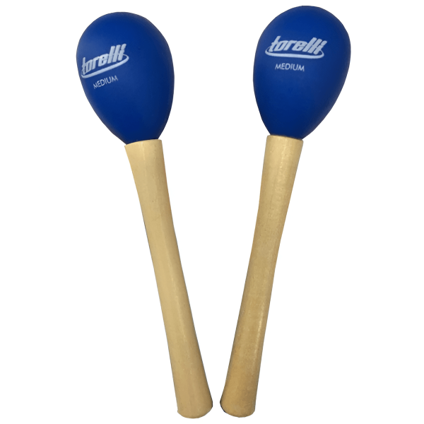 Encontraproduto.com.br - Par de Maracas Medium Azul em PP Cabo Madeira TM020 - Torelli