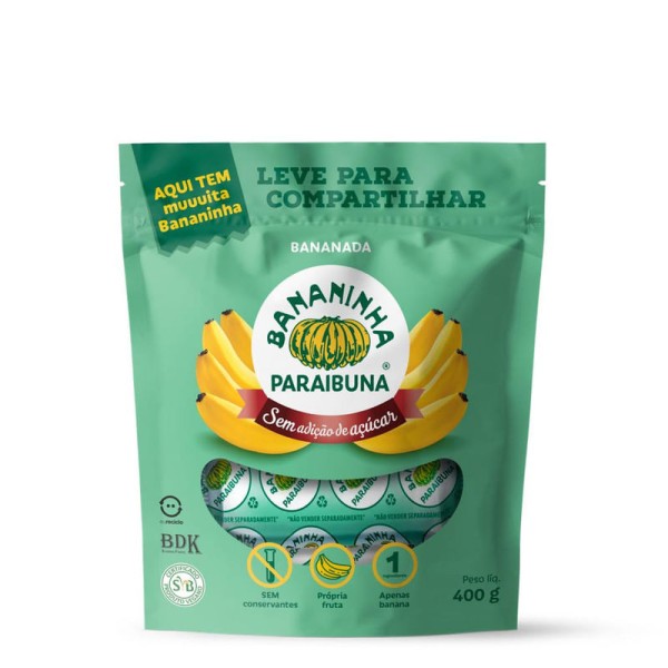 Encontraproduto.com.br - Bananinha Tradicional Sem Açúcar Bananinha Paraibuna 400g
