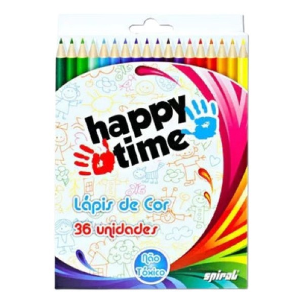 Encontraproduto.com.br - Lápis De Cor 12 Cores Redondo Happy Time Spiral Pack Com 2 Unidades