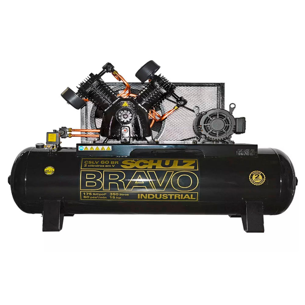 Encontraproduto.com.br - Compressor de Ar 60 pcm / 175 psi Schulz CSLV 60BR/350 15CV 350L