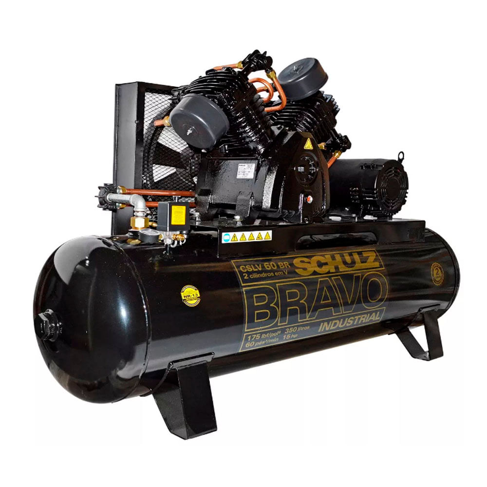 Encontraproduto.com.br - Compressor de Ar 60 pcm / 175 psi Schulz CSLV 60BR/350 15CV 350L