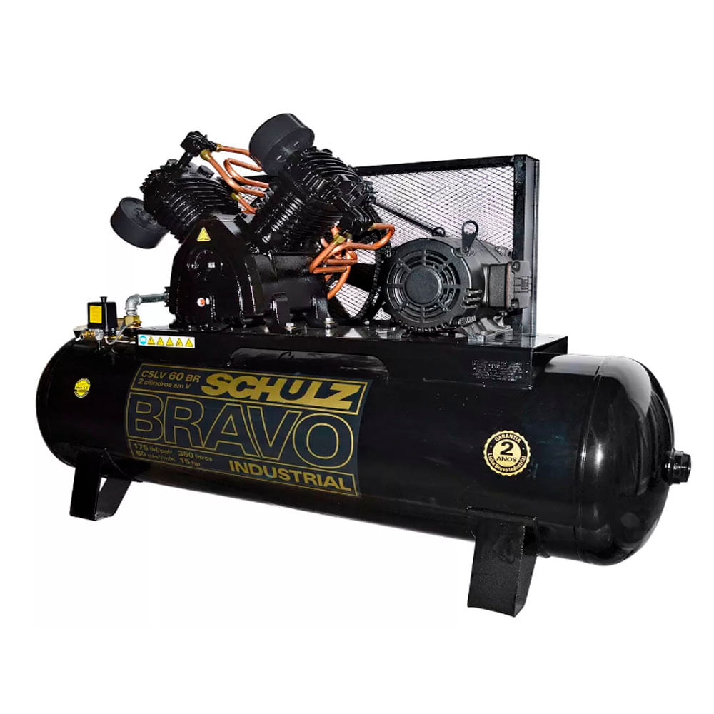 Encontraproduto.com.br - Compressor de Ar 60 pcm / 175 psi Schulz CSLV 60BR/350 15CV 350L