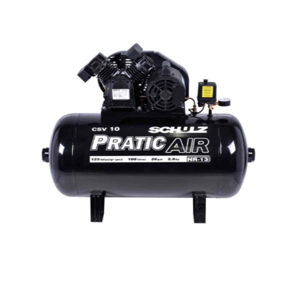 Compressor de Ar Schulz Pratic Air 10 pcm / 125psi 2CV 93L Monofásico