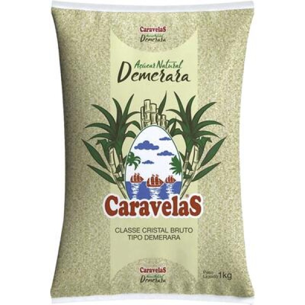 Açúcar Demerara Caravelas Pacote com 1kg