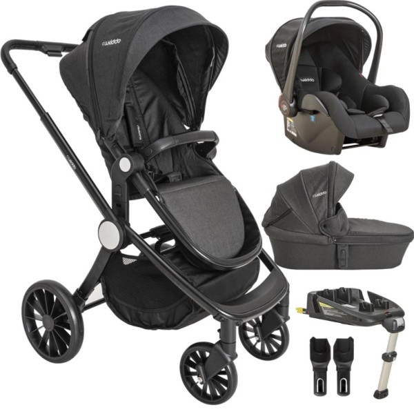 Encontraproduto.com.br - Carrinho de Bebe Moises Sunny com Bebe Conforto e Base Isofix Preto - Kiddo