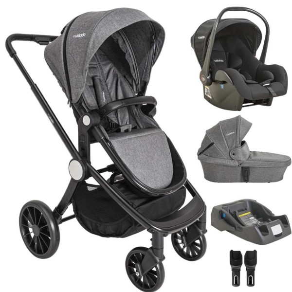 Carrinho de Bebe Moises Sunny com Bebe Conforto e Base Melange Grafite - Kiddo
