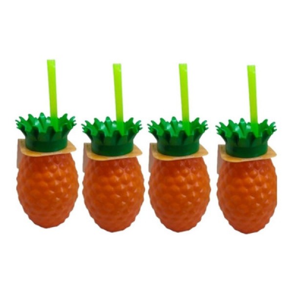 Encontraproduto.com.br - Copo Abacaxi C/canudo 500ml - Laranja