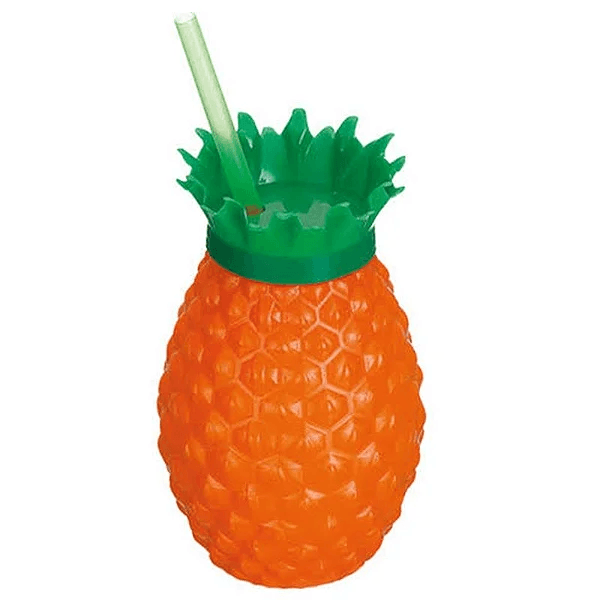 Encontraproduto.com.br - Copo Abacaxi C/canudo 300ml - Laranja