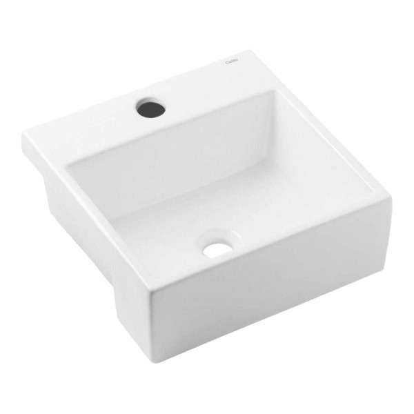 Encontraproduto.com.br - Cuba de Semi Encaixe Quadrada Basic Q2 Branca 41X41CM - 1730250013300 - Celite