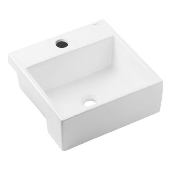 Encontraproduto.com.br - Cuba de Semi Encaixe Quadrada Basic Q2 Branca 41X41CM - 1730250013300 - Celite