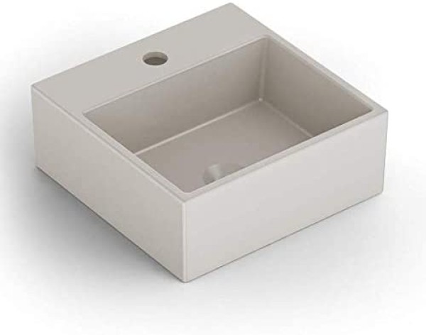 Encontraproduto.com.br - Cuba para banheiro de apoio quadrada Basic Q6 35x35cm com mesa pergamon Celite