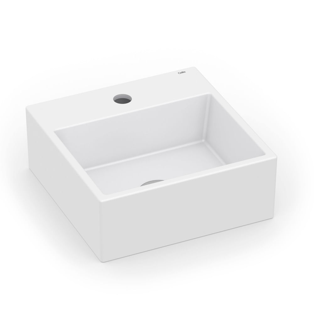 Encontraproduto.com.br - Cuba de Apoio Quadrada com Mesa Basic Q1 Branca 41X41CM - 1730670013300 - Celite