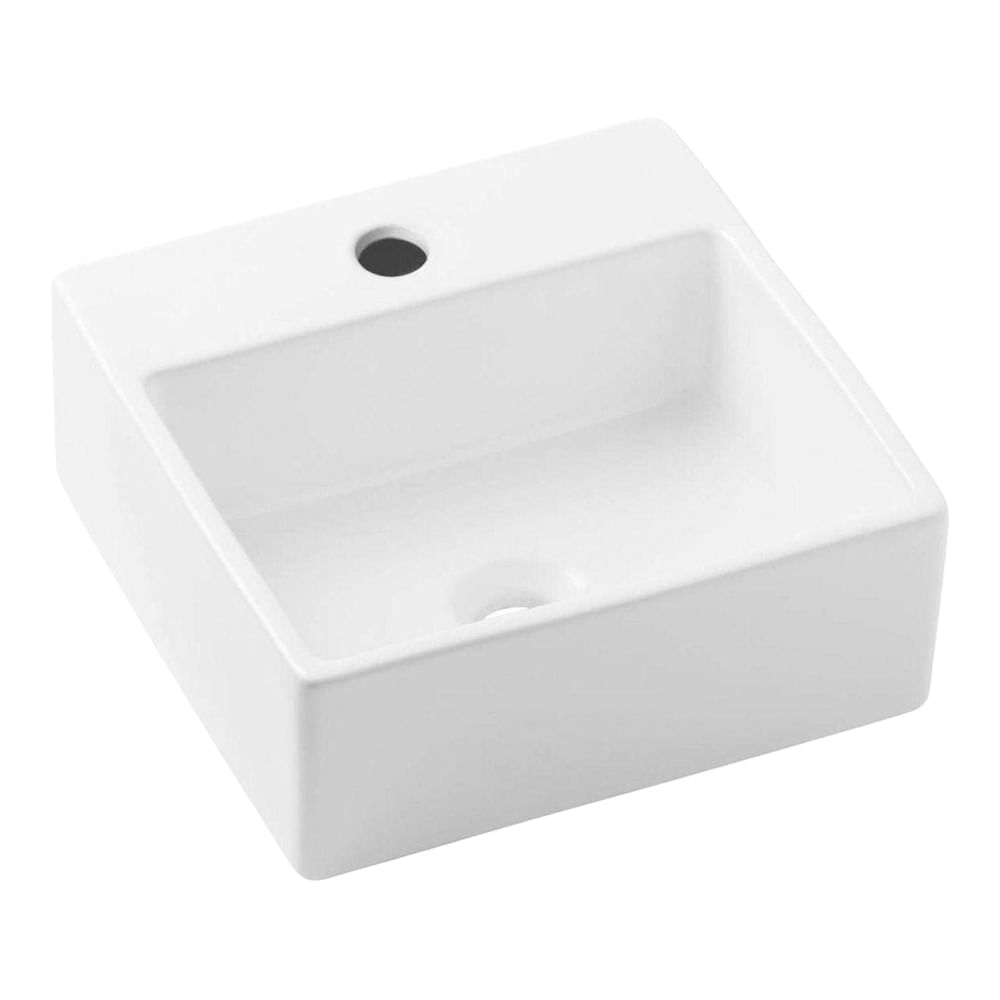 Encontraproduto.com.br - Cuba de Apoio Quadrada com Mesa Basic Q1 Branca 41X41CM - 1730670013300 - Celite