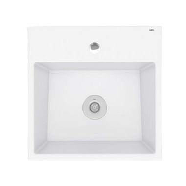 Encontraproduto.com.br - Cuba de Apoio Quadrada com Mesa Basic Q1 Branca 41X41CM - 1730670013300 - Celite