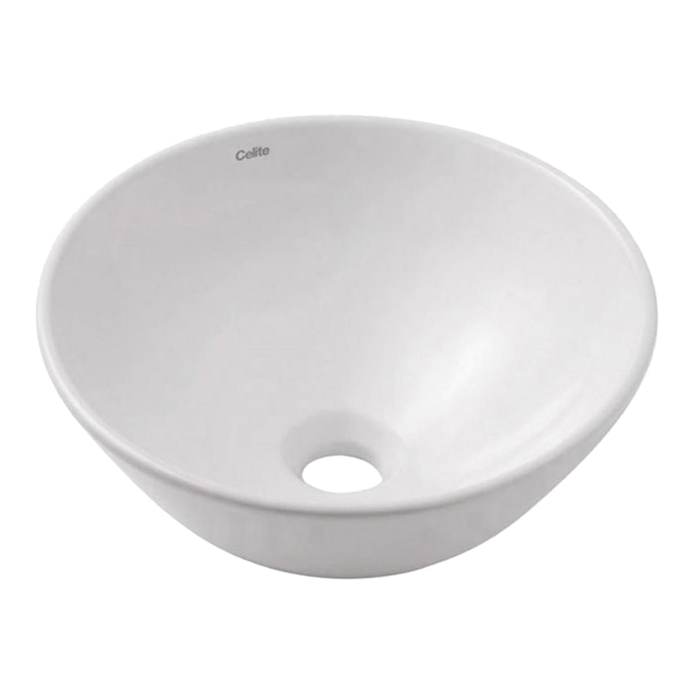Encontraproduto.com.br - Cuba para banheiro de apoio redonda Basic R2 37cm sem mesa branca Celite