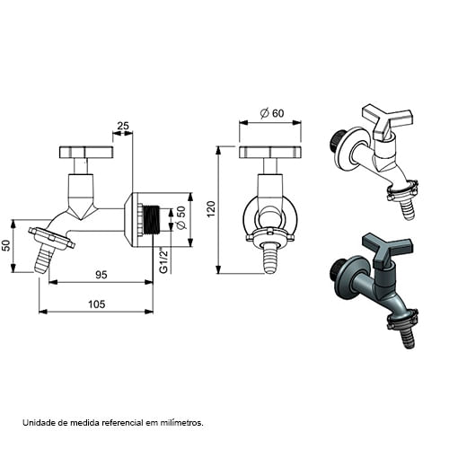 Torneira Para Tanque Jardim De Parede Up 1130 Cromada Celite