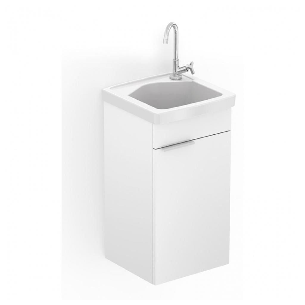 Encontraproduto.com.br - Kit Gabinete Lavanderia com Tanque Celite 75cm Branco