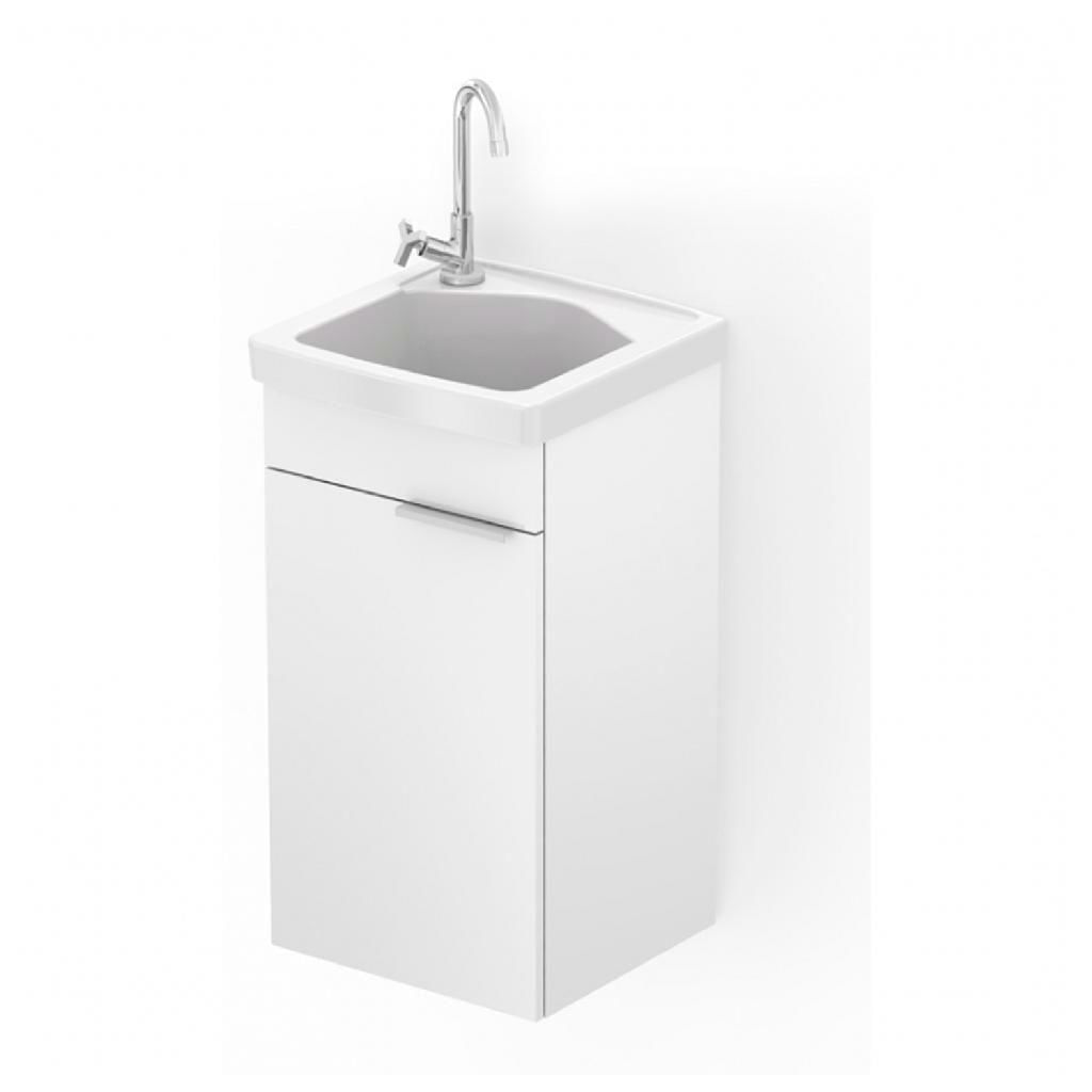 Encontraproduto.com.br - Kit Gabinete Lavanderia com Tanque Celite 75cm Branco