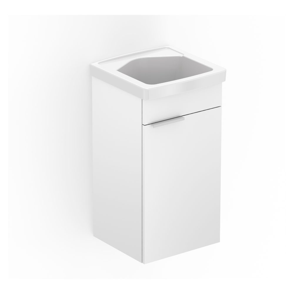 Encontraproduto.com.br - Kit Gabinete Lavanderia com Tanque Celite 75cm Branco