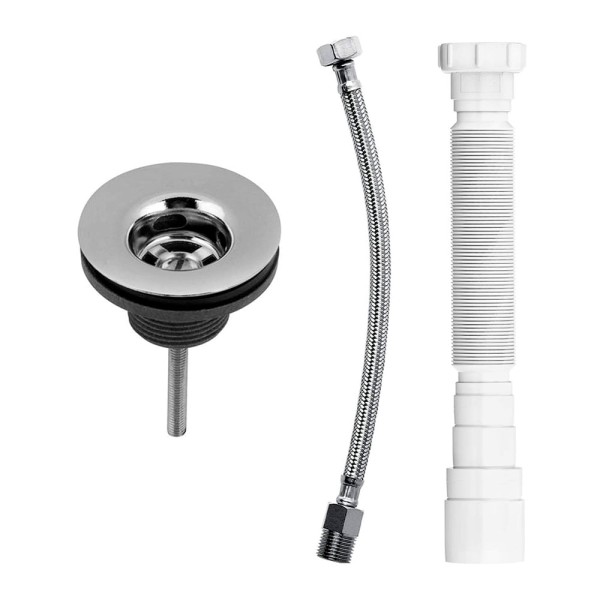 Encontraproduto.com.br - Kit Cuba de apoio Basic Q1, Torneira bica baixa Basic e complementos de instalac?o branco Celite #1737250010300