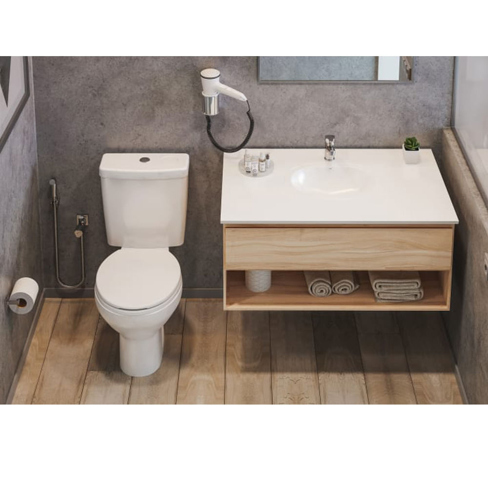 Encontraproduto.com.br - Kit Bacia Caixa Assento Polipropileno Azalea Branco Celite