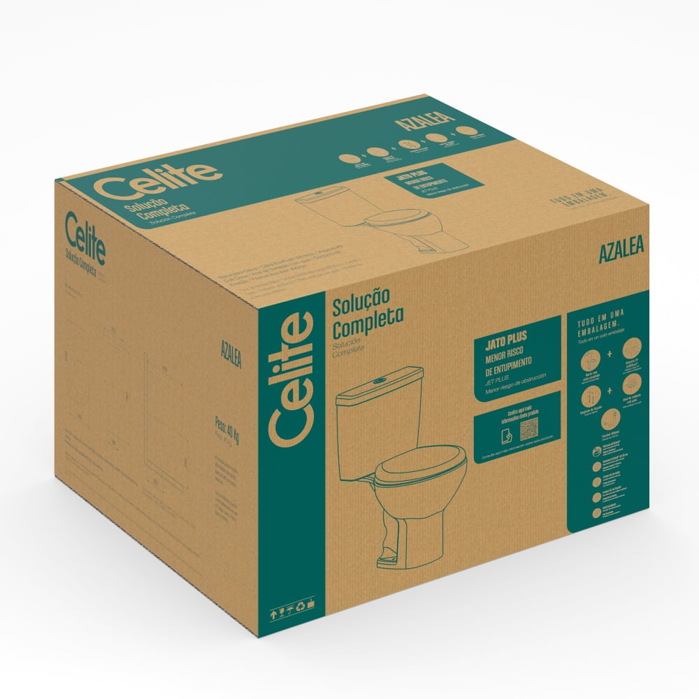 Encontraproduto.com.br - Kit Bacia Caixa Assento Polipropileno Azalea Branco Celite