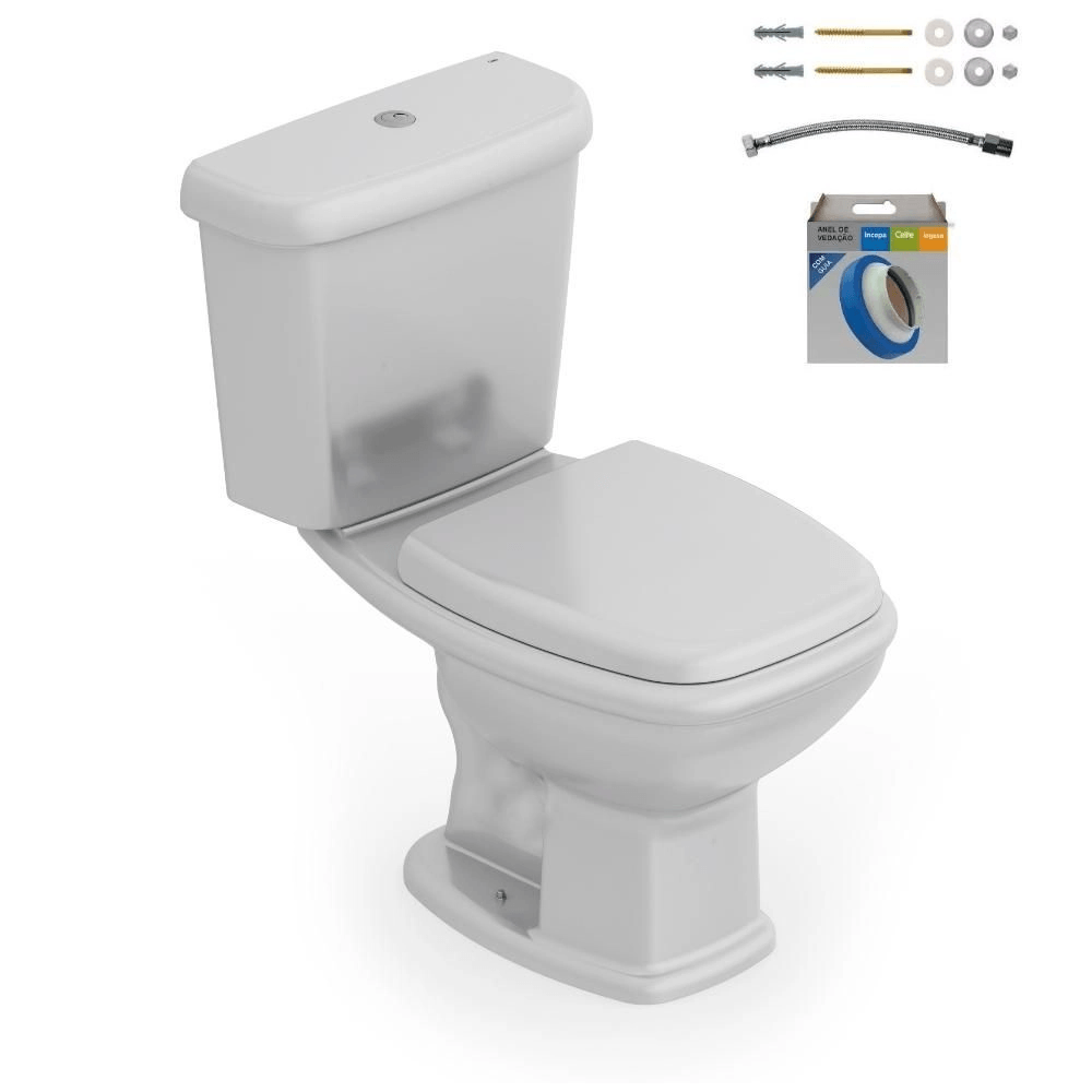 Combo Bacia com Caixa Acoplada e Assento Celite Soft Close Fit Plus Cinza