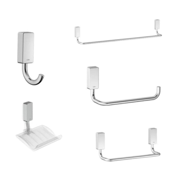 Encontraproduto.com.br - Kit Acessórios New Celite One Cromado 5 Peças - Celite