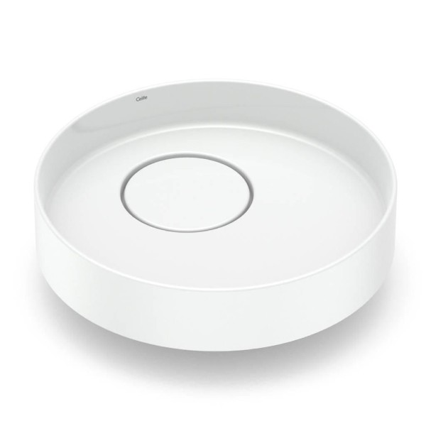Encontraproduto.com.br - Cuba de Apoio Redonda de 39cm Upper Deck Design D4 Ref. 1381000017300 Branco Celite