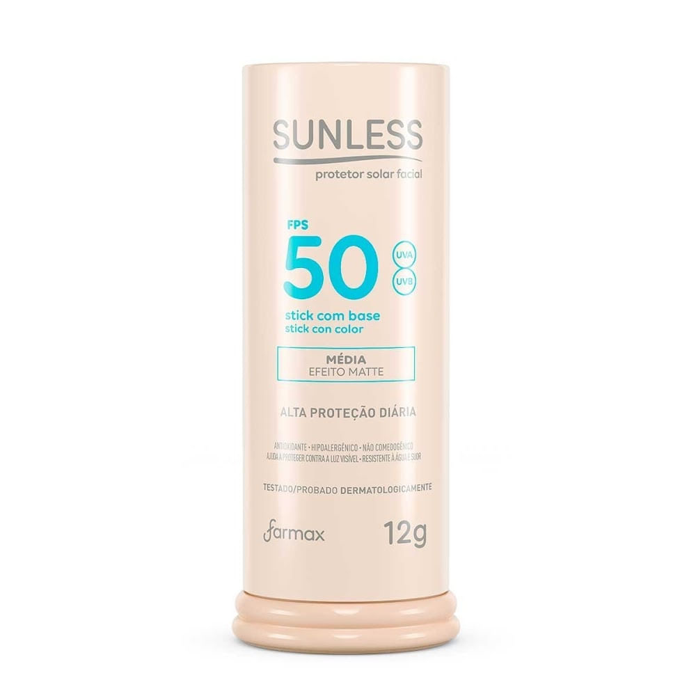 Encontraproduto.com.br - Protetor Solar Sunless Stick 12gr Fps50 Media Efeito Matte