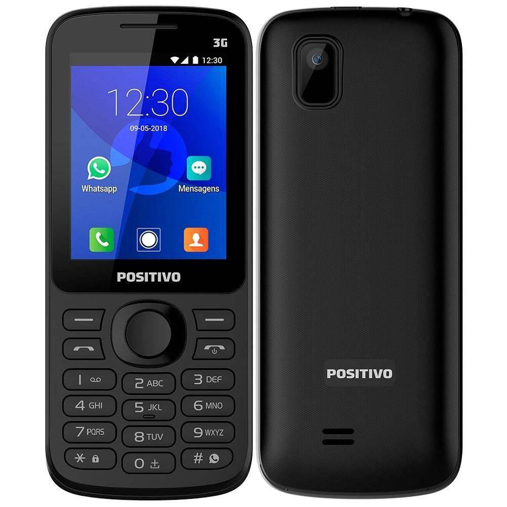 Encontraproduto.com.br - Celular Positivo P70 512MB Dual Chip Câmera Traseira Rádio FM MP3 Player Tela 2,4