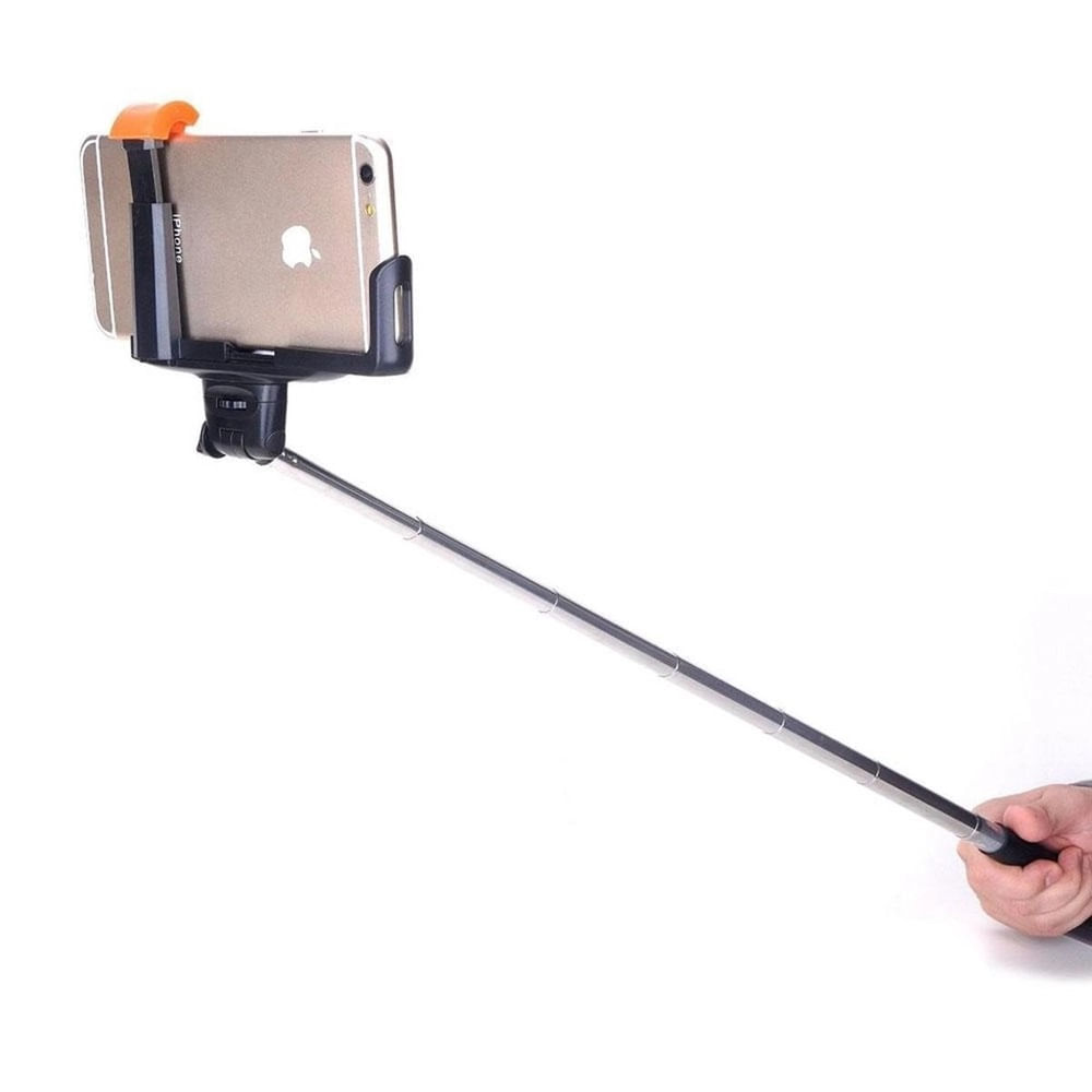 Bastão de Selfie com Cabo Ajustável Preto Positivo