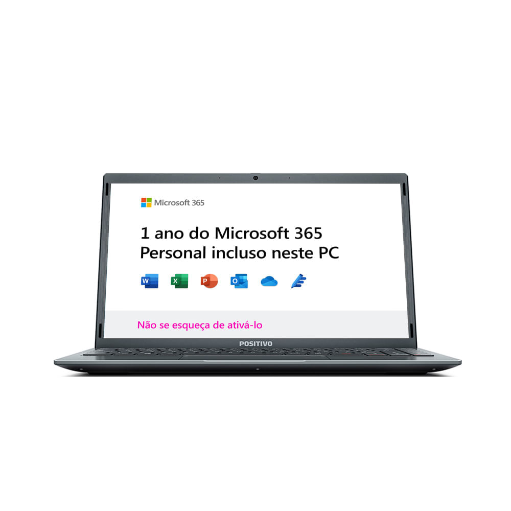 Encontraproduto.com.br - Notebook Positivo Motion Gray Q464C-O Intel® Atom® Quad Core™ Windows 10 Home 14,1 - Cinza - Inclui Microsoft 365*
