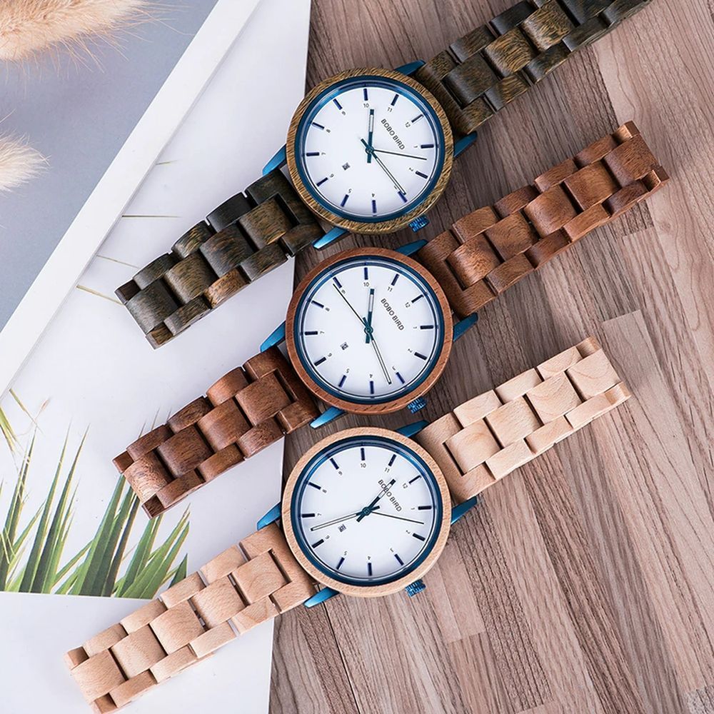 Encontraproduto.com.br - Relógios De Pulso De Quartzo Feminino Bobo Bird 022 à Prova Dágua Cinza