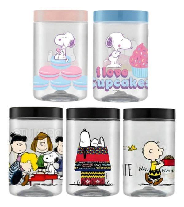 Pote Snoopy 1,5l Plástico Livre De Bpa Bolacha Biscoito Luxo