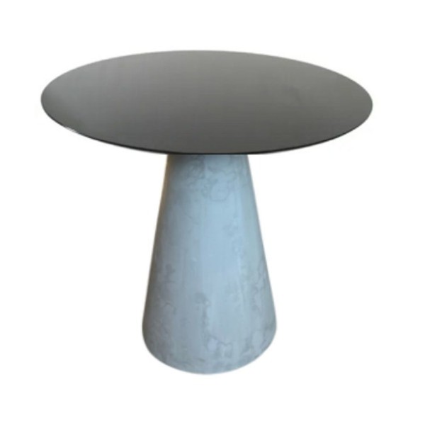 Mesa De Apoio Cone Cimento Queimado - Tampo Laqueado 70 Cm Altura 70 Cm Cor Preto