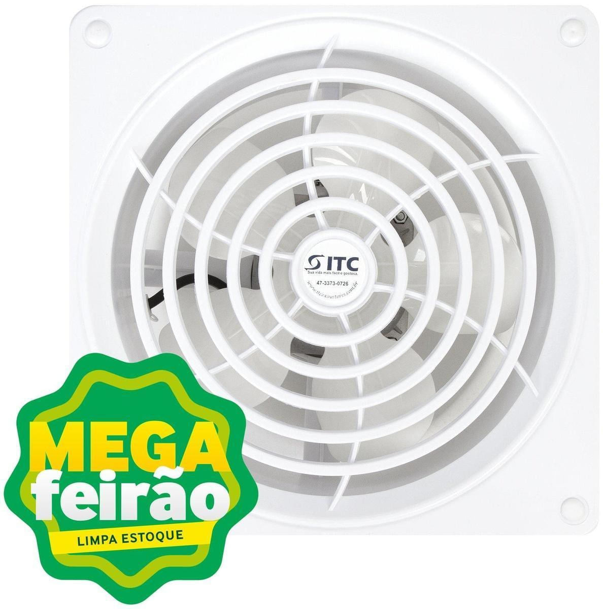 Exaustor Quadrado de Parede Para Closet Salão de Beleza e Consultórios ITC Top com Grade Removível Branco 25cm 110V