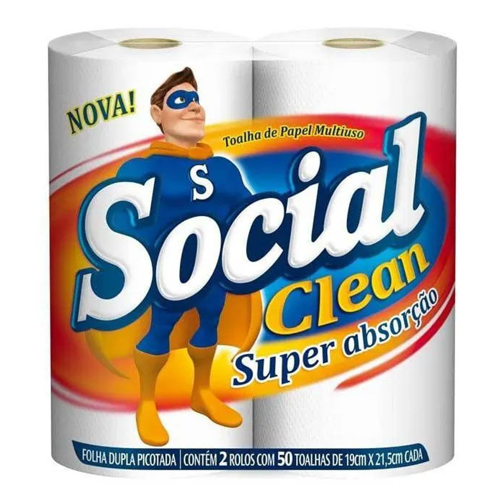 Encontraproduto.com.br - Toalha de Papel Social Clean Multiuso c/ 2 unidades