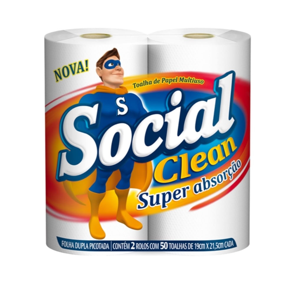 Encontraproduto.com.br - Toalha de Papel Social Clean Multiuso c/ 2 unidades