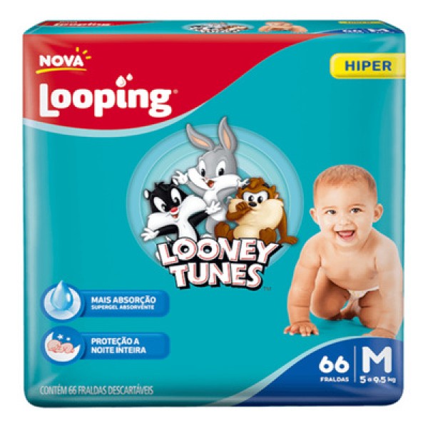 Fralda Looping Looney Tunes Hiper XXG com 46 unidades