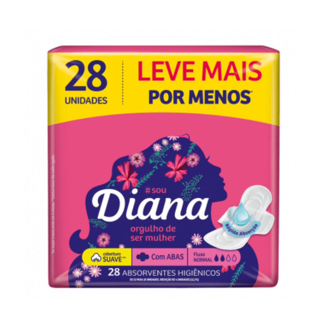 Encontraproduto.com.br - Absorvente Externo Diana Suave Com Abas 28 Unidades