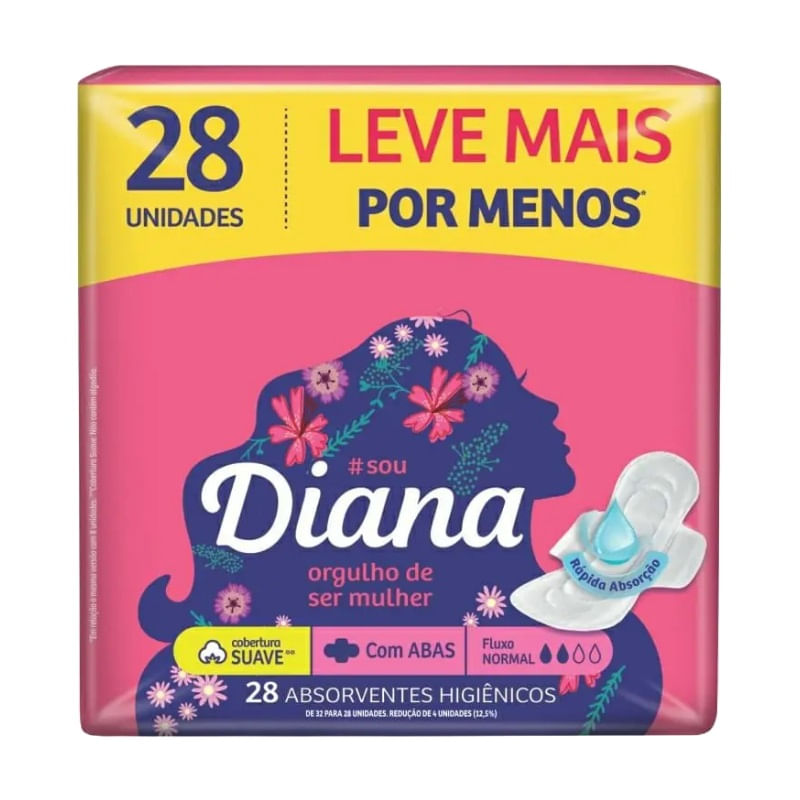 Encontraproduto.com.br - Absorvente Externo Diana Suave Com Abas 28 Unidades