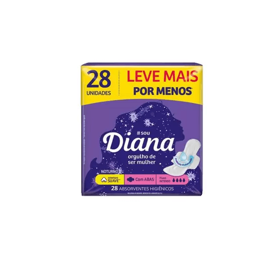 Encontraproduto.com.br - Absorvente Externo Diana Noturno Suave Com Abas 28 Unidades