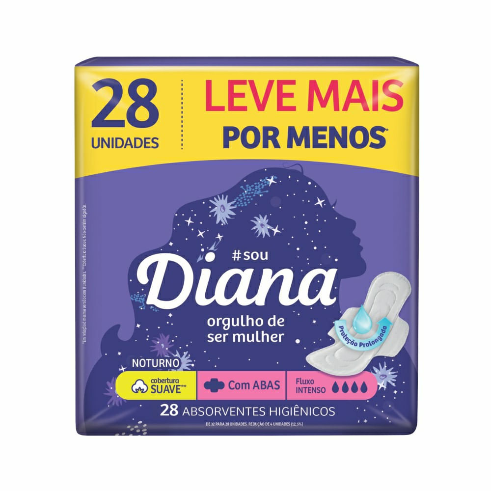 Encontraproduto.com.br - Absorvente Externo Diana Noturno Suave Com Abas 28 Unidades