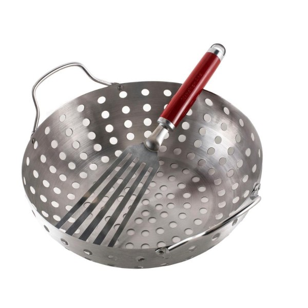 Encontraproduto.com.br - Kit Espátula Inox KitchenAid e Panela Wok Grelha Inox Prana