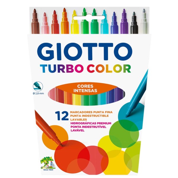 Encontraproduto.com.br - Caneta Hidrográfica Turbo Color com 12 Cores Giotto
