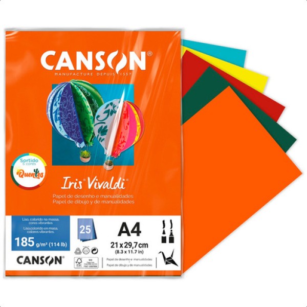 Encontraproduto.com.br - Papel Color Branco A4 Iris Vivaldi 185g 25 Folhas Canson