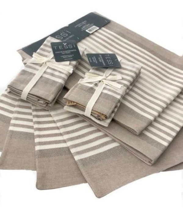 Jogo De Guardanapos Fio Tinto 2 Peças Tessi Stripes Taupe
