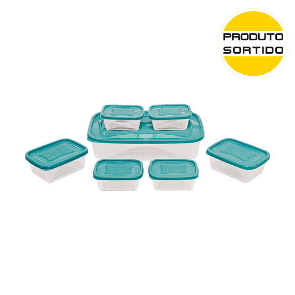 Encontraproduto.com.br - Conjunto 7 Potes Retangular Sortidos - Jaguar